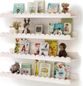 Gugxiom 4Pcs Kids' Bookshelf, Picture Shelf, White Floating Nursery Book Shelves, Scalloped Shelves, for Books Toys Photo Frames Nursery Décor (4)