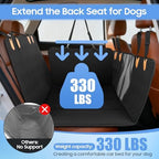 Gugxiom Dog Car Seat Cover for Back Seat, Waterproof Heavy Duty Back Seat Extender for Dogs Hard Bottom, Support 330lbs, 600D Oxford Scratch Dog Hammock for Car, SUV, Truck