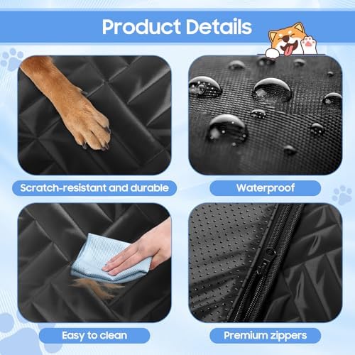 Gugxiom Dog Car Seat Cover for Back Seat, Waterproof Heavy Duty Back Seat Extender for Dogs Hard Bottom, Support 330lbs, 600D Oxford Scratch Dog Hammock for Car, SUV, Truck