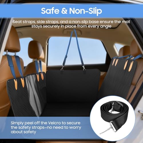 Gugxiom Dog Car Seat Cover for Back Seat, Waterproof Heavy Duty Back Seat Extender for Dogs Hard Bottom, Support 330lbs, 600D Oxford Scratch Dog Hammock for Car, SUV, Truck