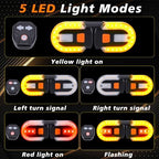 Gugxiom Bike Tail Light with Turn Signals, Waterproof Bike Indicators 5 Mode, USB Rechargeable, Remote Control Split Rear Bicycle Lights for Night Riding Safety Warning
