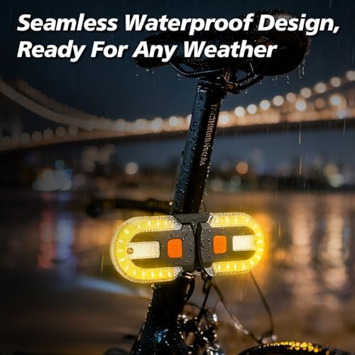 Gugxiom Bike Tail Light with Turn Signals, Waterproof Bike Indicators 5 Mode, USB Rechargeable, Remote Control Split Rear Bicycle Lights for Night Riding Safety Warning