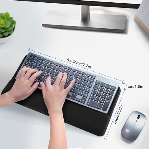 Wrist Rest with Keyboard Stand, Ergonomic Tilted Keyboard Holder, Soft Memory Foam Desk Cushion, for Office Home School Gaming (Black)