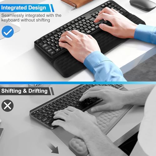 Wrist Rest with Keyboard Stand, Ergonomic Tilted Keyboard Holder, Soft Memory Foam Desk Cushion, for Office Home School Gaming (Black)
