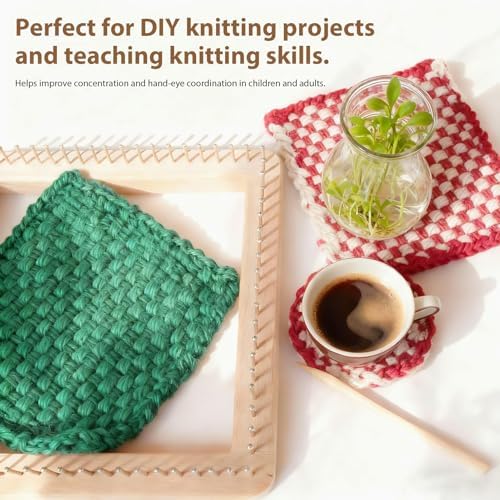 Wooden Knitting, Hand Craft, Square DIY Hand Crafted Looms Knitting Tools, for DIY Weaving Beginner Children Adults (30 * 30cm)