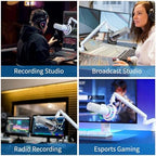 White 360° Rotatable Mic Stand, Microphone Boom Arm, Low Profile Mic Arm, Compatiblewith 3/8" 5/8" 1/4" Screw, for Podcasts Gaming Office Recording (white standard)