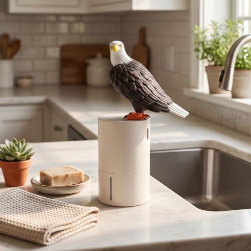 Pigeon Foam Soap Dispenser,Funny Bird Soap Dispenser, Touchless Foaming Soap Dispenser, Pooping Pigeon Soap Dispenser (Bald Eagle Black)