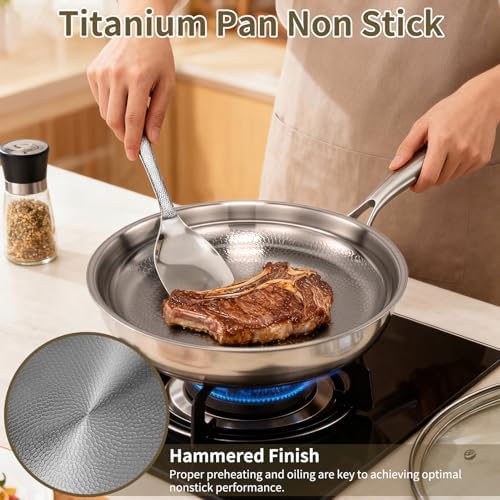 Gugxiom 10.2in Titanium Hammered Pan Pro for Cooking (26cm/10.2in)