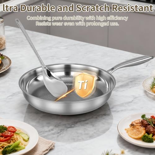 Gugxiom 10.2in Titanium Hammered Pan Pro for Cooking (26cm/10.2in)