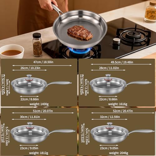 Gugxiom 10.2in Titanium Hammered Pan Pro for Cooking (26cm/10.2in)