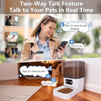 6L Automatic Cat Feeder, Cat Automatic Feeder with Camera, 180° Wide Angle 2MP & Two-Way Talk Feature & Voice Recording & 5GHz 2.4GHz WiFi