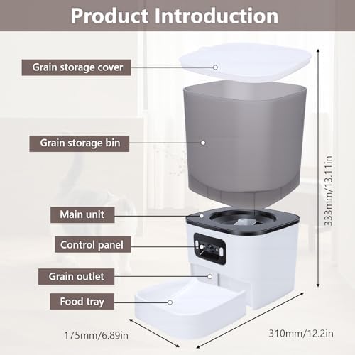 6L Automatic Cat Feeder, Cat Automatic Feeder with Camera, 180° Wide Angle 2MP & Two-Way Talk Feature & Voice Recording & 5GHz 2.4GHz WiFi