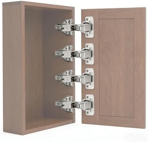 Gugxiom 4 Pack 180 Degree Soft Close Cabinet Hinges, Kitchen Full Overlay Cabinet Hinges for Lazy Susan Corner, Frameless Cabinet Doors, Folding Doors (4)