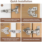 Gugxiom 4 Pack 180 Degree Soft Close Cabinet Hinges, Kitchen Full Overlay Cabinet Hinges for Lazy Susan Corner, Frameless Cabinet Doors, Folding Doors (4)
