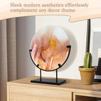 Gugxiom Round Metal Display Stand, Fused Glass Art Base, Round Art Panel Stand, for Stained Glass Fused Easel Display Slab Slice Fossil Flat Minerals (12inch 2pcs)