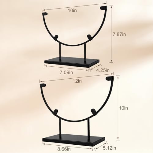 Gugxiom Round Metal Display Stand, Fused Glass Art Base, Round Art Panel Stand, for Stained Glass Fused Easel Display Slab Slice Fossil Flat Minerals (12inch 2pcs)