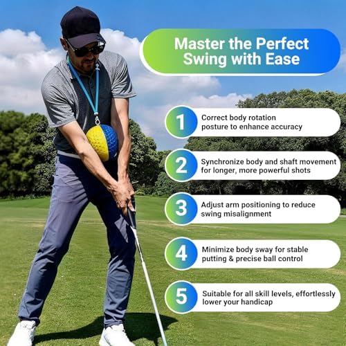 Gugxiom Golf Training Aid Ball, Golf Swing Trainer Ball for Improve Accuracy & Swing Stability, Dual-Color Golf Connection Training Aid Between Arms