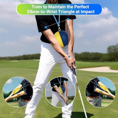 Gugxiom Golf Training Aid Ball, Golf Swing Trainer Ball for Improve Accuracy & Swing Stability, Dual-Color Golf Connection Training Aid Between Arms