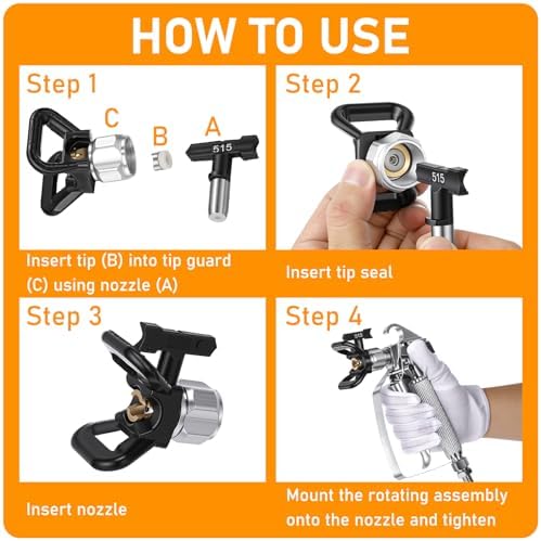 Spray Tips for Airless Sprayer, Airless Sprayer Tips, 8pcs Reversible Spray Tips with 2 Holders, Airless Paint Spray Guns Nozzles Set, 109, 211, 315, 417, 515, 517,623