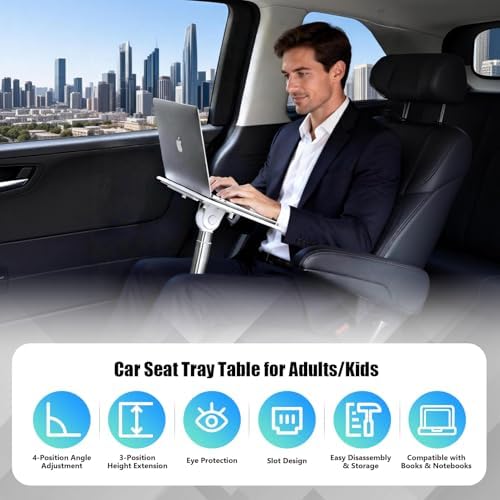 Gugxiom Car Seat Tray Table for Adults/Kids, 13x9.8x21.7in