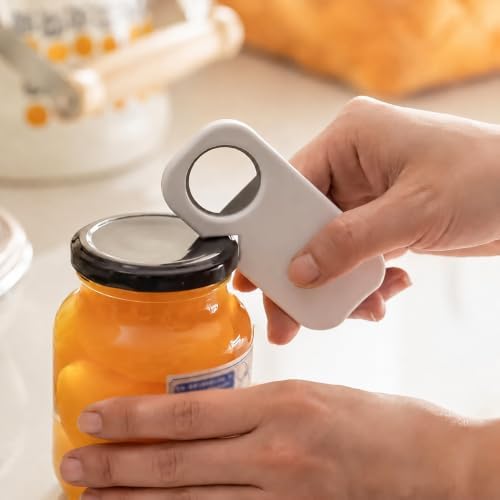3-in-1 Magnetic Bottle Opener, Can Opener & More, White Stainless Steel Manual Kitchen Tool for Beer Soda Cans, Wall Mount & Portable for Home, Camping, Bar （1Pc)
