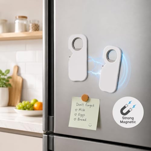 3-in-1 Magnetic Bottle Opener, Can Opener & More, White Stainless Steel Manual Kitchen Tool for Beer Soda Cans, Wall Mount & Portable for Home, Camping, Bar （1Pc)