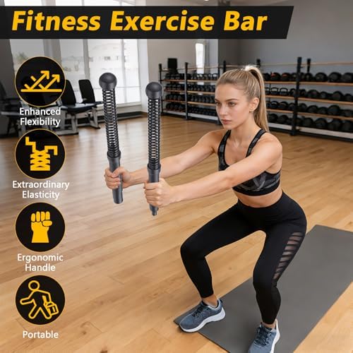 Fitness Exercise Bar, 2in1 Functional Shoulder Exercise Equipment, Workout Bar Elastic Fitness Stick for Pilates Sports Arm Muscles Strength