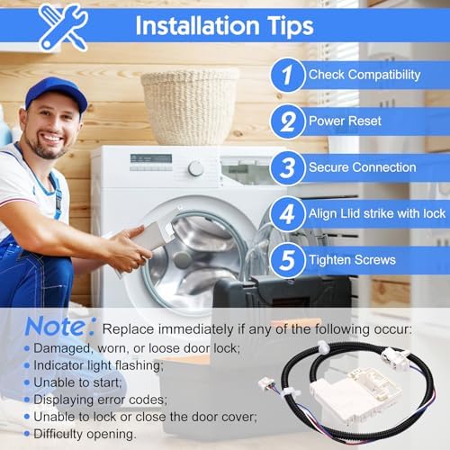 2026 Upgraded WH08X32697 Washer Lid Lock Switch, for GE HotPoint Washing Machine, Replaces for WH08X31577 WH01X27954 WH01X24114 PD00087323, for EG 290D1580P001 290D1580P002 290D1580P003 290D1580P004