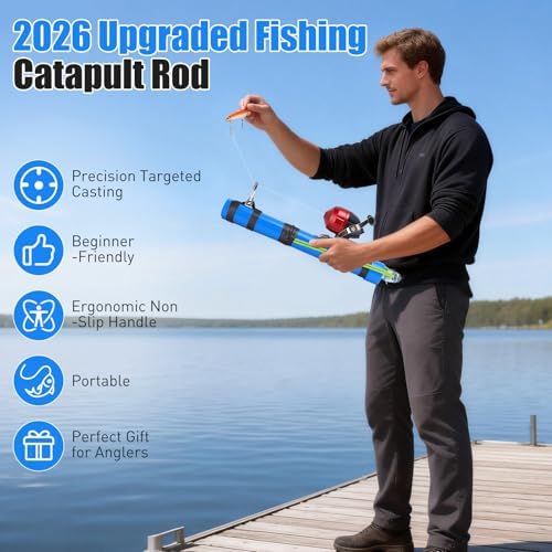 2026 Upgraded Fishing Catapult Rod, Fishing Slingshot, Compact Telescopic Catapult Fishings Rod, Ergonomic Handle