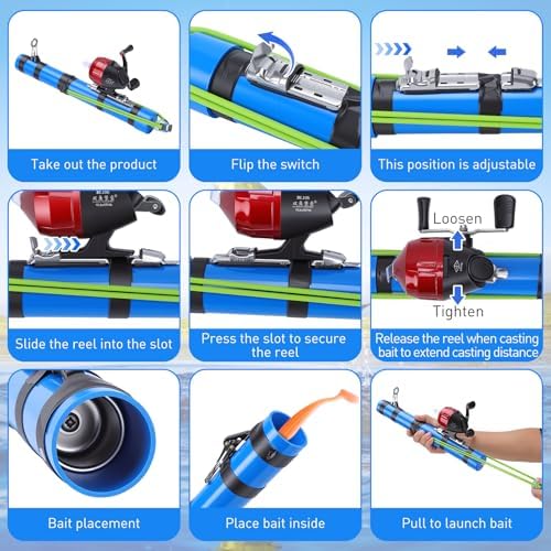 2026 Upgraded Fishing Catapult Rod, Fishing Slingshot, Compact Telescopic Catapult Fishings Rod, Ergonomic Handle