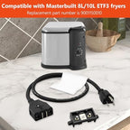9001150010 Break-Away Magnet Power Cord for Electric Fryers, for Masterbuilt 8L/10L ETF3 Model Electric Fryers, 34in/86cm cord length