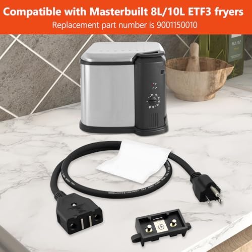 9001150010 Break-Away Magnet Power Cord for Electric Fryers, for Masterbuilt 8L/10L ETF3 Model Electric Fryers, 34in/86cm cord length