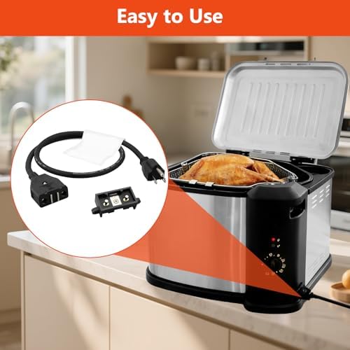 9001150010 Break-Away Magnet Power Cord for Electric Fryers, for Masterbuilt 8L/10L ETF3 Model Electric Fryers, 34in/86cm cord length