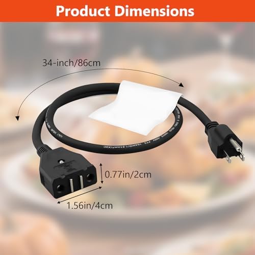 9001150010 Break-Away Magnet Power Cord for Electric Fryers, for Masterbuilt 8L/10L ETF3 Model Electric Fryers, 34in/86cm cord length