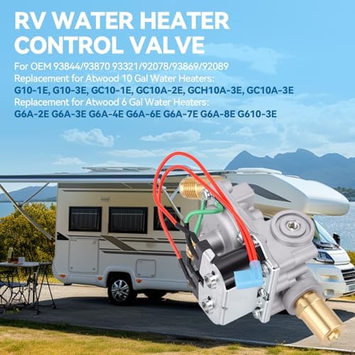 GC10A-4E 92089 RV Water Heater Control Valve, for OEM 93844/93870 93321/92078/93869/92089, Replacement for Atwood 10/6 Gal Water Heaters