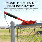 15.7in Chain Link Fabric Fence Stretcher, Chain Link Fence Fabric Hanging Tool, with Anti Slip Handle & Cable Hook & Under-Rail Bracket