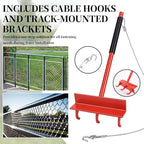 15.7in Chain Link Fabric Fence Stretcher, Chain Link Fence Fabric Hanging Tool, with Anti Slip Handle & Cable Hook & Under-Rail Bracket