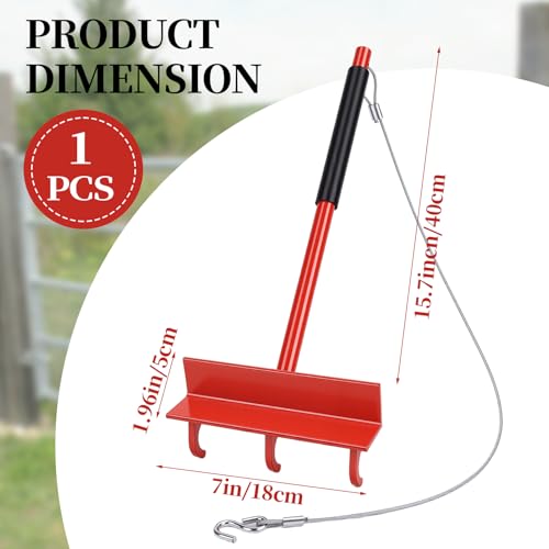 15.7in Chain Link Fabric Fence Stretcher, Chain Link Fence Fabric Hanging Tool, with Anti Slip Handle & Cable Hook & Under-Rail Bracket