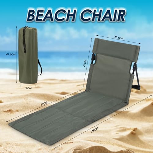 Gugxiom 2 Pcs Extended Foldable Pool Chairs, Portable Outdoor Chair for Poolside, Beach Chairs for Beach Poolside Camping Picnic Lawn Accessories (2, Green)