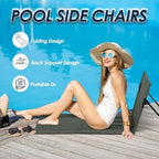 Gugxiom 2 Pcs Extended Foldable Pool Chairs, Portable Outdoor Chair for Poolside, Beach Chairs for Beach Poolside Camping Picnic Lawn Accessories (2, Green)