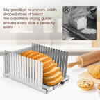 Stainless Steel Bread Slicer for Homemade Bread, Adjustable Width 5.5"-8.3" Slicing Guides, Bread Loaf Slicer, for Homemade Bread Bagels Cakes