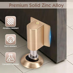 Gugxiom Magnetic Door Stopper, Adjustable Door Stop, Heavy Duty No Drill Invisible Design, Magnetic Door Holder to Keep Door Open, for Door Gaps up to 22mm in Height (1, Gold)
