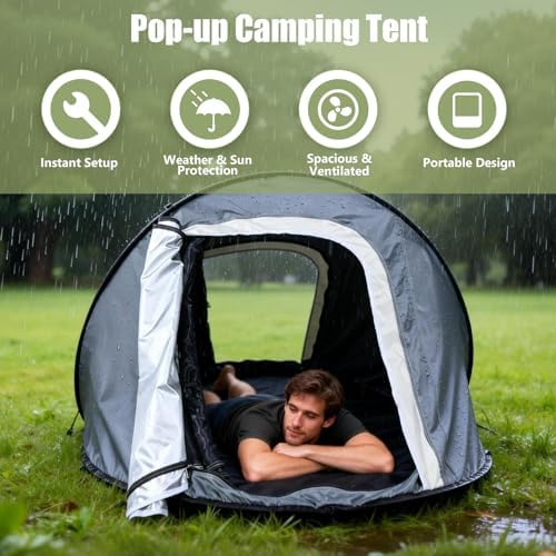 Pop-up Camping Tent, Waterproof Pop Up Tent, Outdoor Tents, Dual-Door Design, for Camping Hiking Traveling