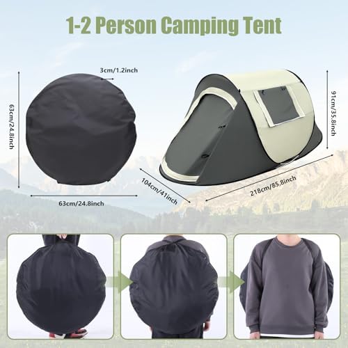 Pop-up Camping Tent, Waterproof Pop Up Tent, Outdoor Tents, Dual-Door Design, for Camping Hiking Traveling