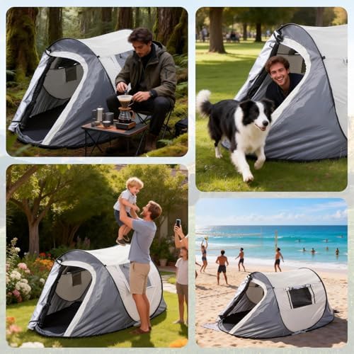 Pop-up Camping Tent, Waterproof Pop Up Tent, Outdoor Tents, Dual-Door Design, for Camping Hiking Traveling
