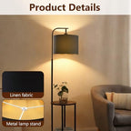 Gugxiom Lamp Shades Set of 2, 12" × 10" × 8", Linen Drum Lamp Shades for Floor Lamps, Table Lamps, with E27 to E26/E14/0.433" socket Adapters (Black Gold)