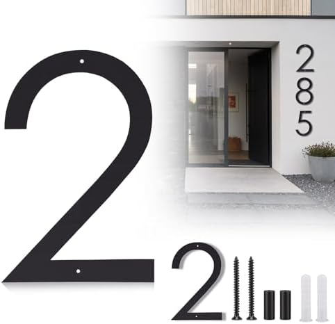 16" Large Modern House Numbers, Black Metal House Numbers for Outside, Outdoor Floating House Numbers (2)