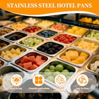 10 Set Stainless Steel Hotel Pans without Lids, 1/6 Size 6 Inch Deep, Food Storage Containers for Home Party Hotel Buffet Commercial Kitchen (10, 17.6x16.2x10cm / 6.93x6.38x3.94in Without lid)