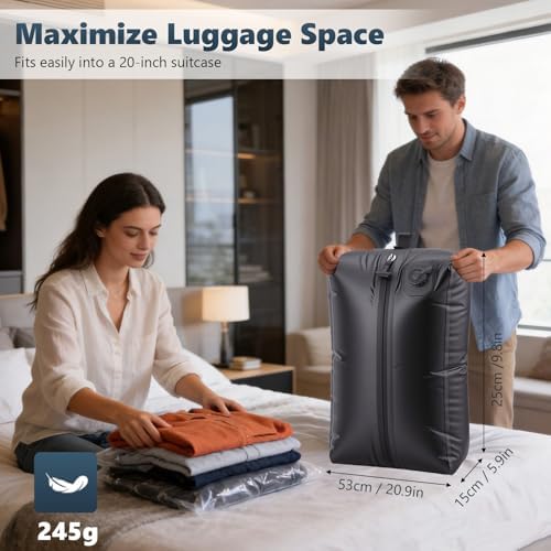 2 Pack Vacuum Bags for Travel with Pump, Reusable Waterproof Acuums Compression Bags with USB-C Charging, Vacuum Seal Bag for Clothing Travel (2)
