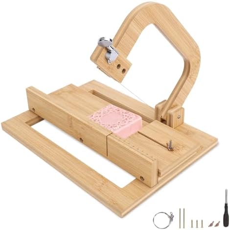 Wooden Soap Cutter, Adjustable Soap Cutters, Soap Making Tools, for Handmade Soap Making/Candles Trimming, with 10 Replacement Wires (Bamboo Wood Color)